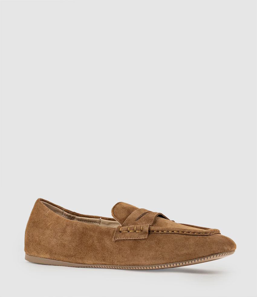 HARLEM Elastic Back Loafer in Tan Suede