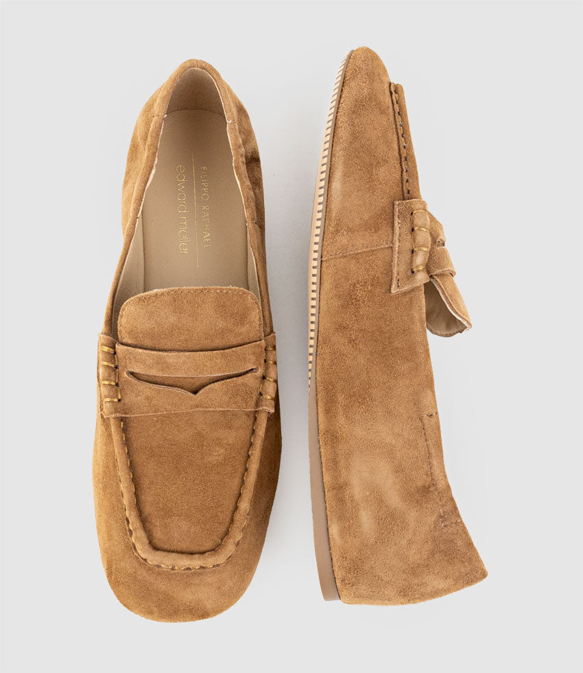 HARLEM Elastic Back Loafer in Tan Suede