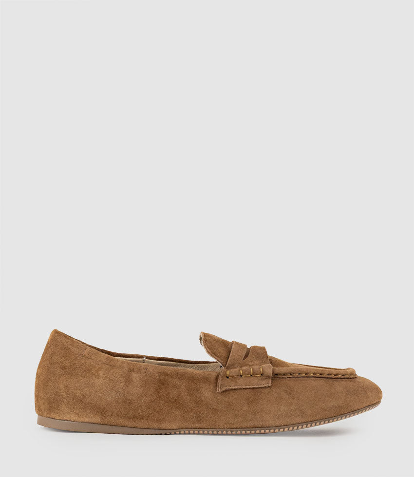HARLEM Elastic Back Loafer in Tan Suede