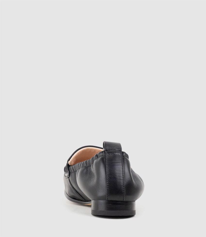 HARLENE Elastic Back Moccasin in Black - Edward Meller