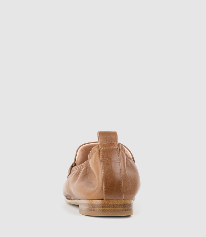 HARLENE Elastic Back Moccasin in Brown Calf - Edward Meller