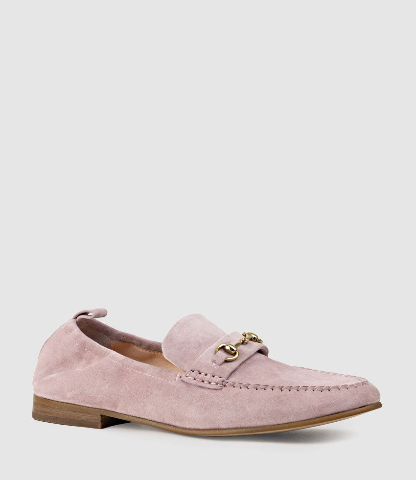HARLOW Elastic Back Moccasin in Petal Suede - Edward Meller