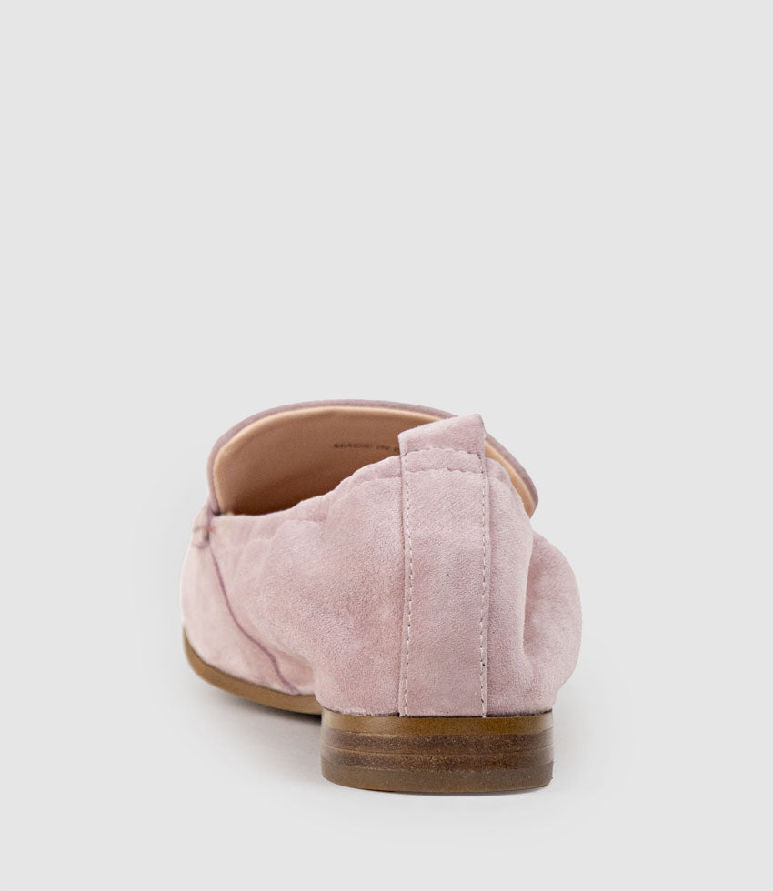 HARLOW Elastic Back Moccasin in Petal Suede - Edward Meller
