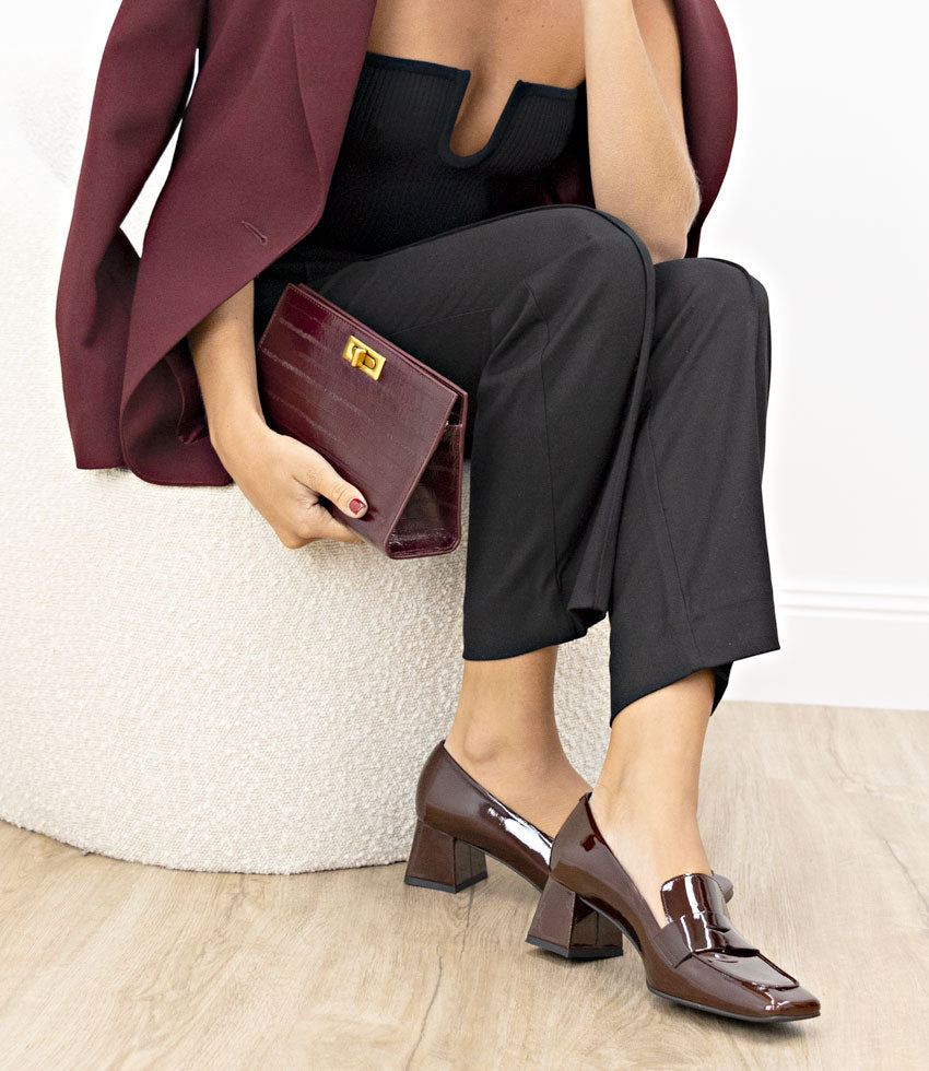 HARRIET45 Loafer on Heel in Wine Patent