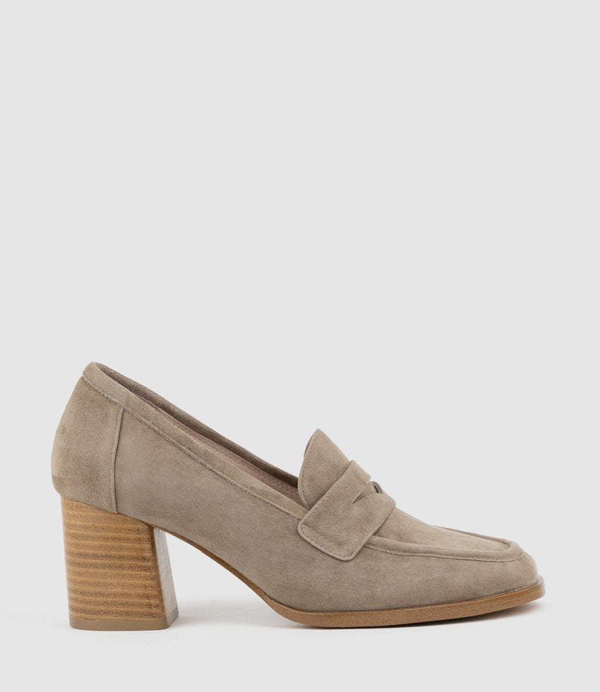 HAZEL65 Albert Throat Pump in Latte Suede - Edward Meller