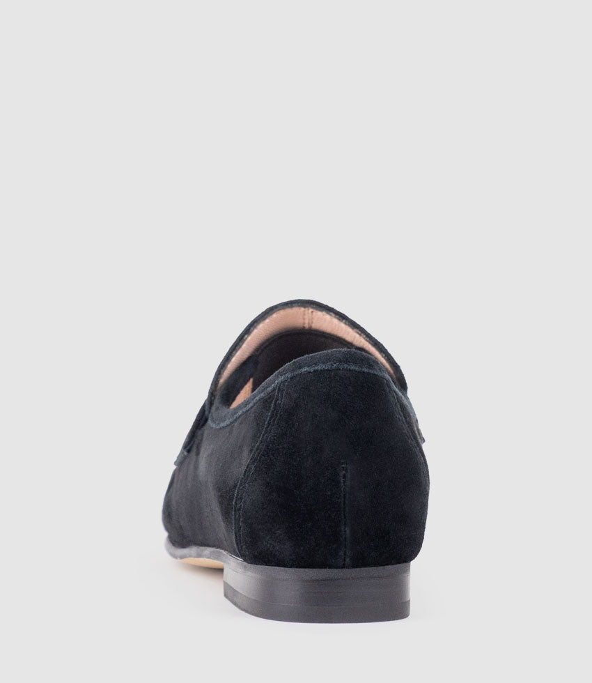 HYPER Ruched Moccasin in Black Suede - Edward Meller