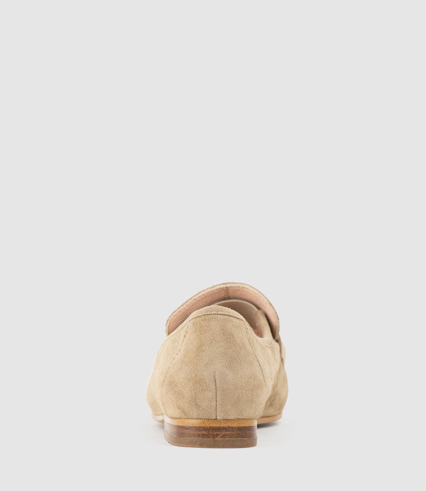 HYPER Ruched Moccasin in Camel Suede - Edward Meller