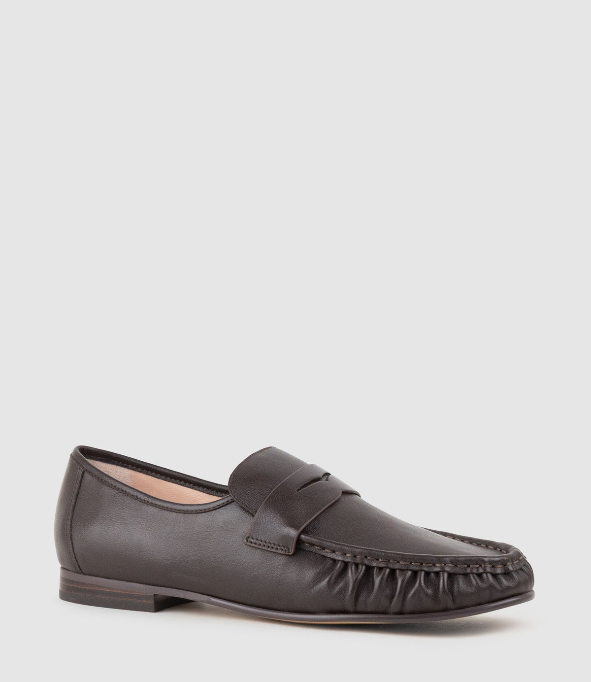 HYPER Ruched Moccasin in Chocolate - Edward Meller