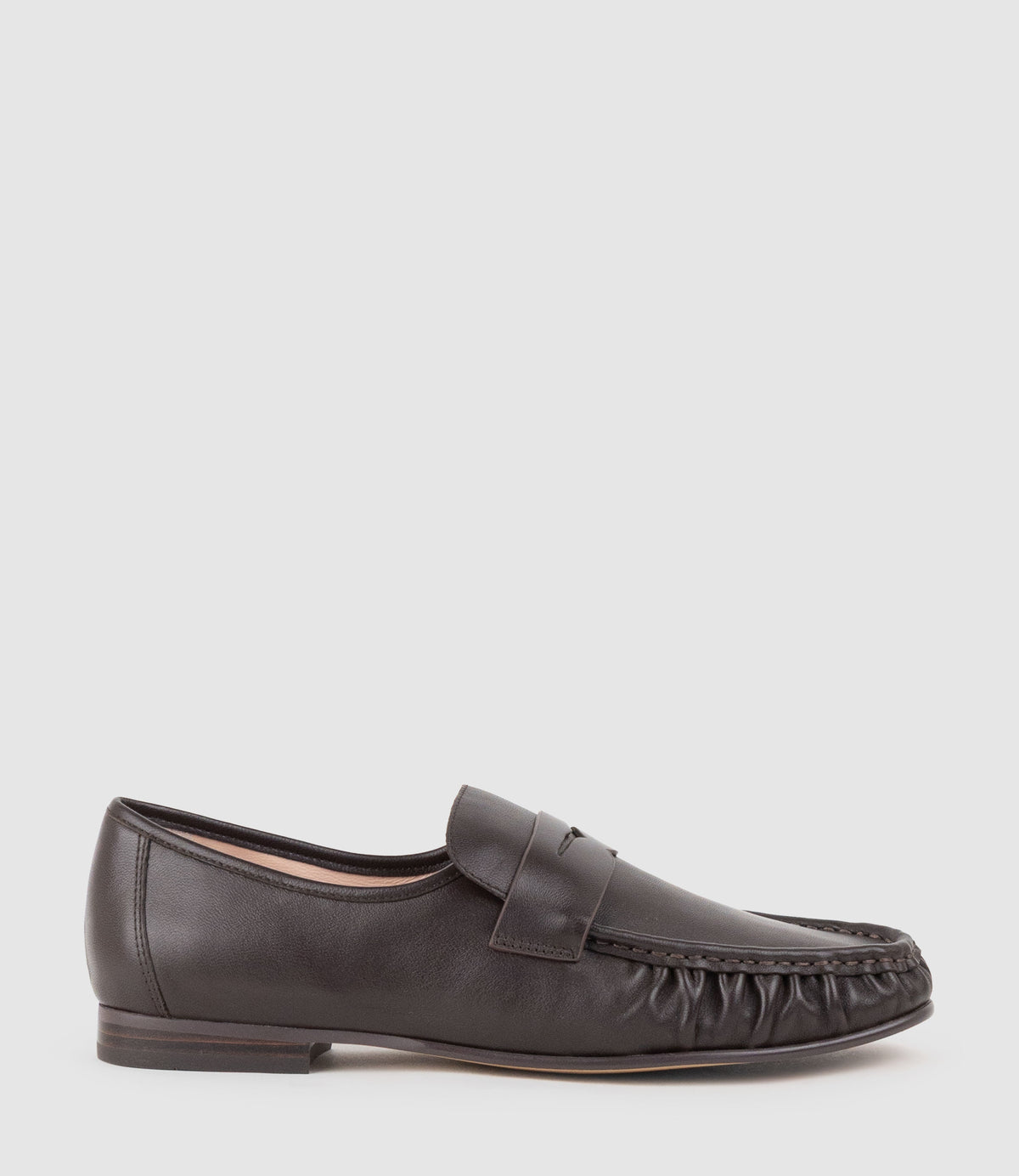 HYPER Ruched Moccasin in Chocolate - Edward Meller