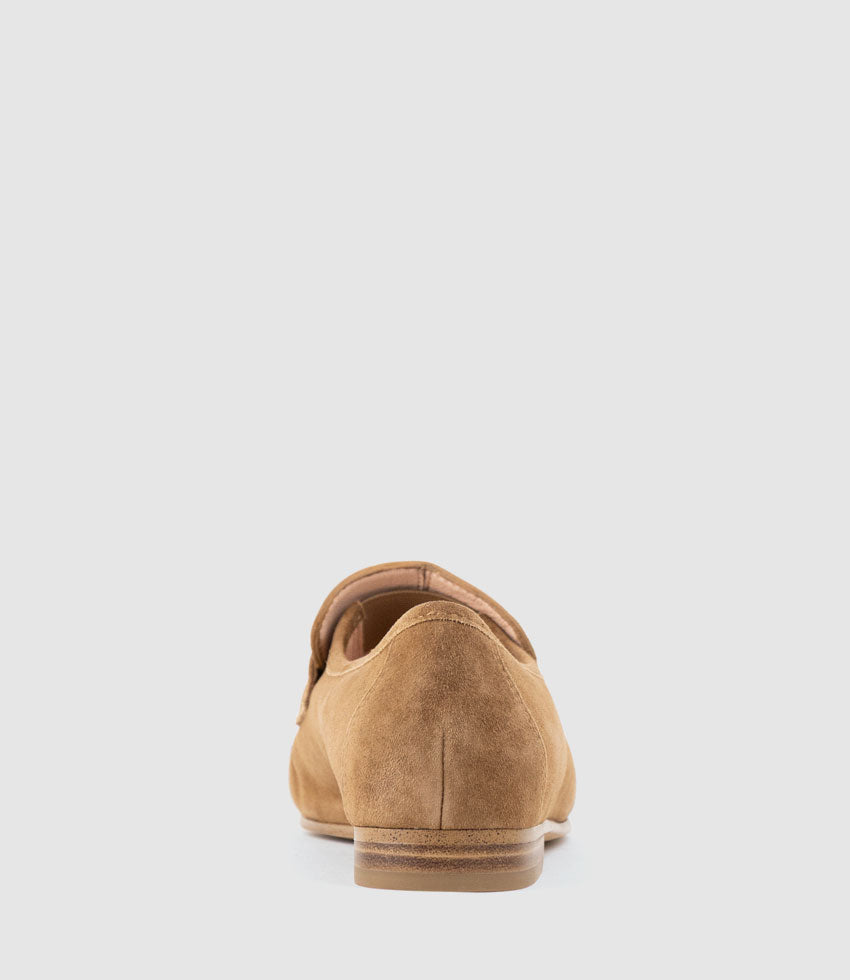HYPER Ruched Moccasin in Tan Suede - Edward Meller