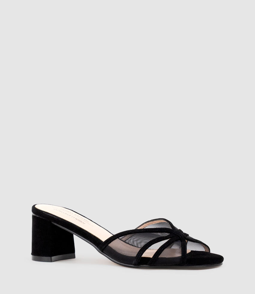 IALA55 Mesh Front Slide in Black Suede - Edward Meller