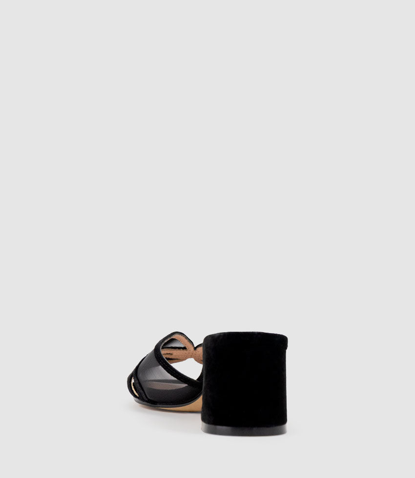 IALA55 Mesh Front Slide in Black Suede - Edward Meller