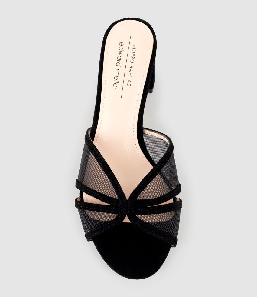 IALA55 Mesh Front Slide in Black Suede - Edward Meller