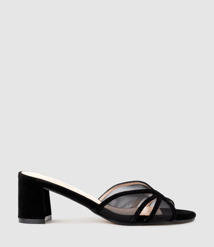 IALA55 Mesh Front Slide in Black Suede - Edward Meller