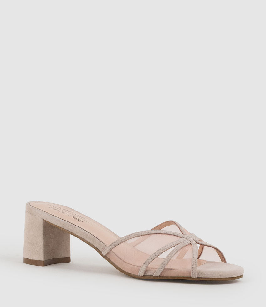 IALA55 Mesh Front Slide in Blush Suede - Edward Meller
