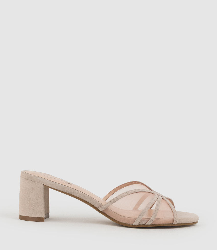 IALA55 Mesh Front Slide in Blush Suede - Edward Meller