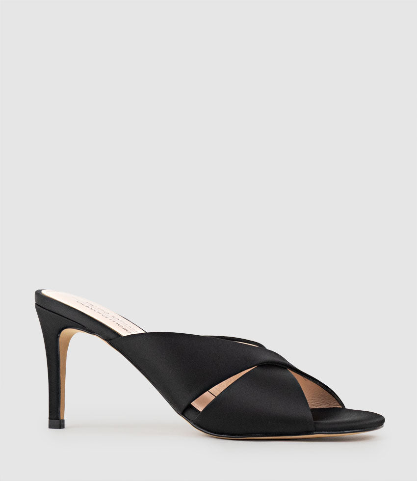 ILYANA80 Crossover Slide in Black Satin - Edward Meller