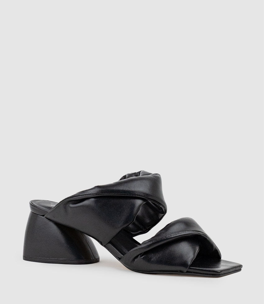 IMIRA55 Puffed Heel Slide in Black - Edward Meller