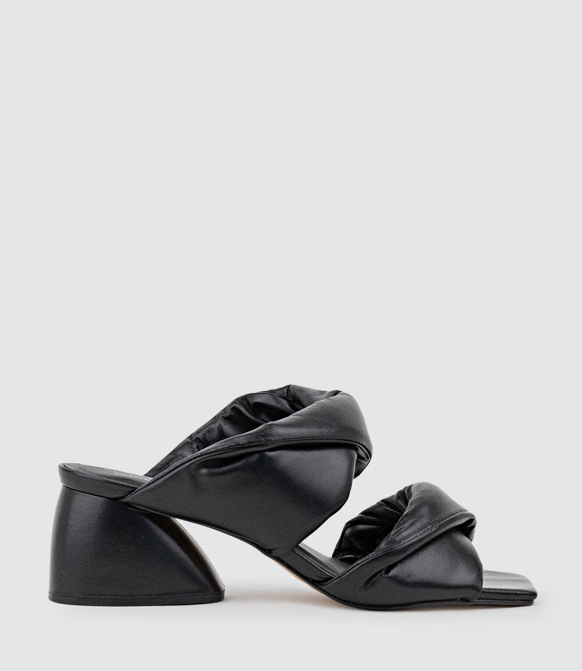 IMIRA55 Puffed Heel Slide in Black - Edward Meller