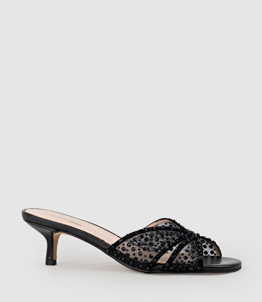 IMOGEN50 Bejewelled Slide in Black