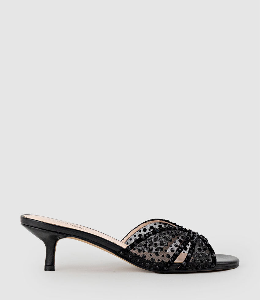 IMOGEN50 Bejewelled Slide in Black