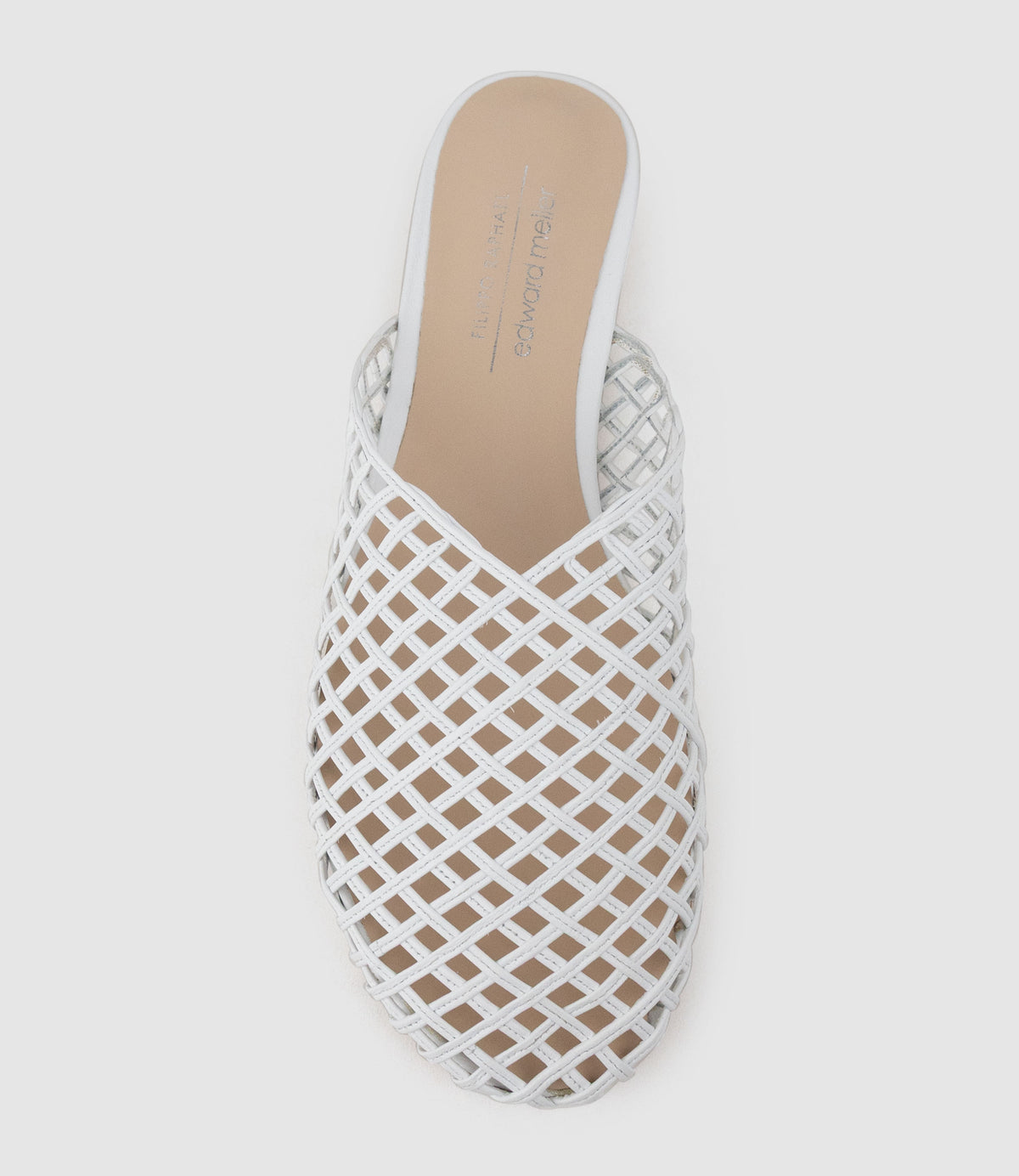 INDOLA Closed Toe Lattice Slide in White