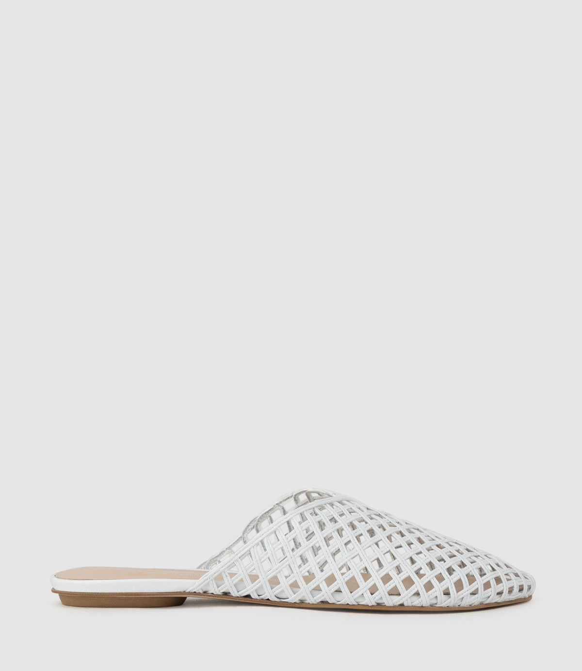 INDOLA Closed Toe Lattice Slide in White