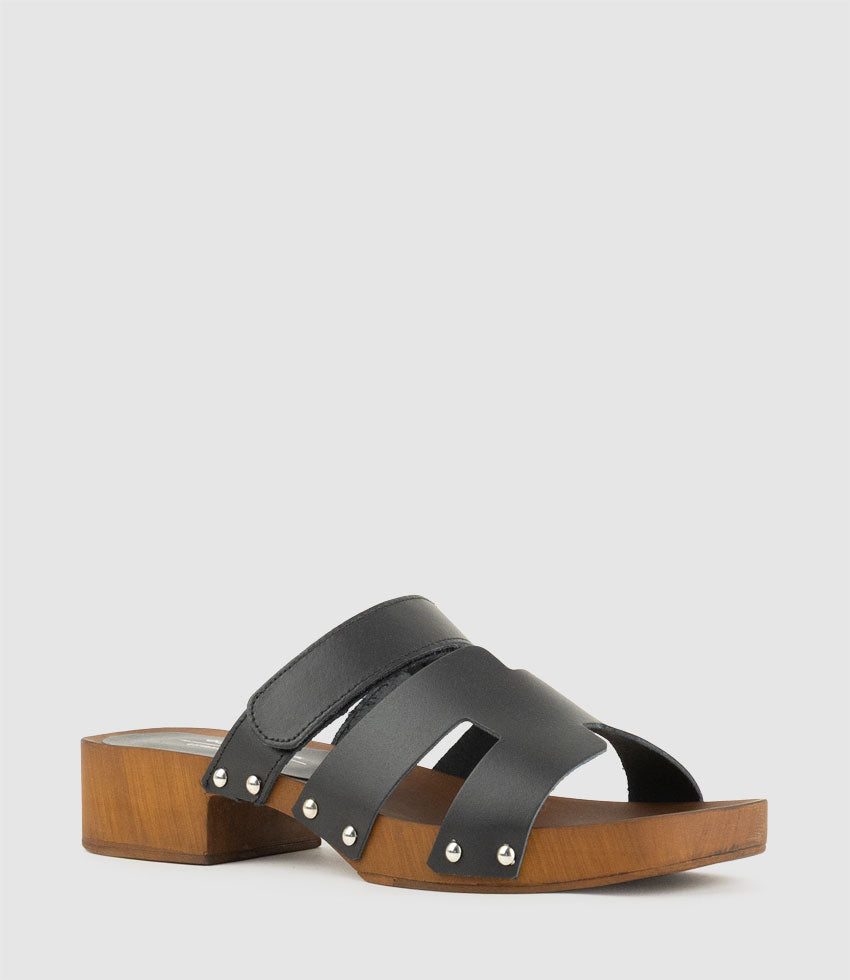IRANA Clog Style Slide in Black - Edward Meller