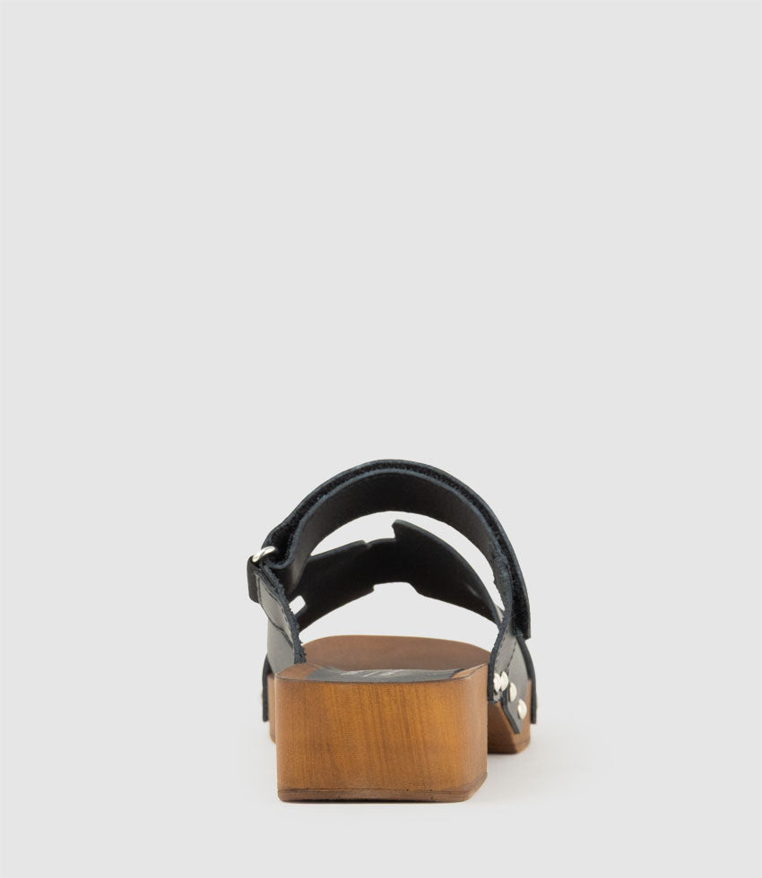 IRANA Clog Style Slide in Black - Edward Meller