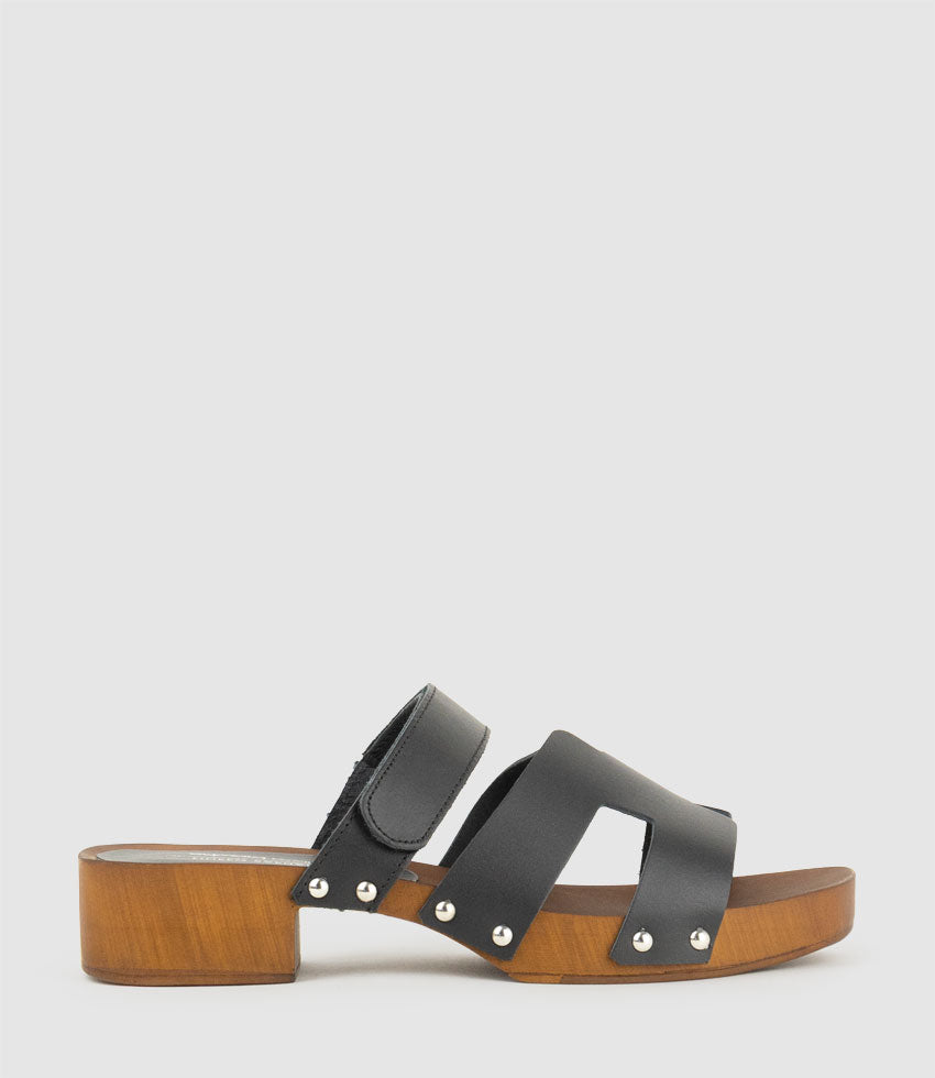 IRANA Clog Style Slide in Black - Edward Meller