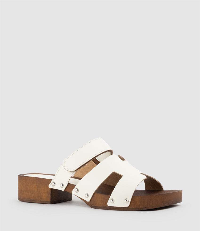 IRANA Clog Style Slide in White - Edward Meller