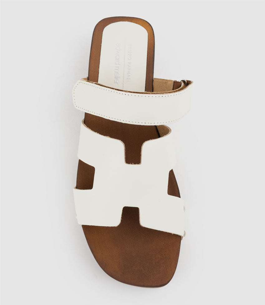 IRANA Clog Style Slide in White - Edward Meller