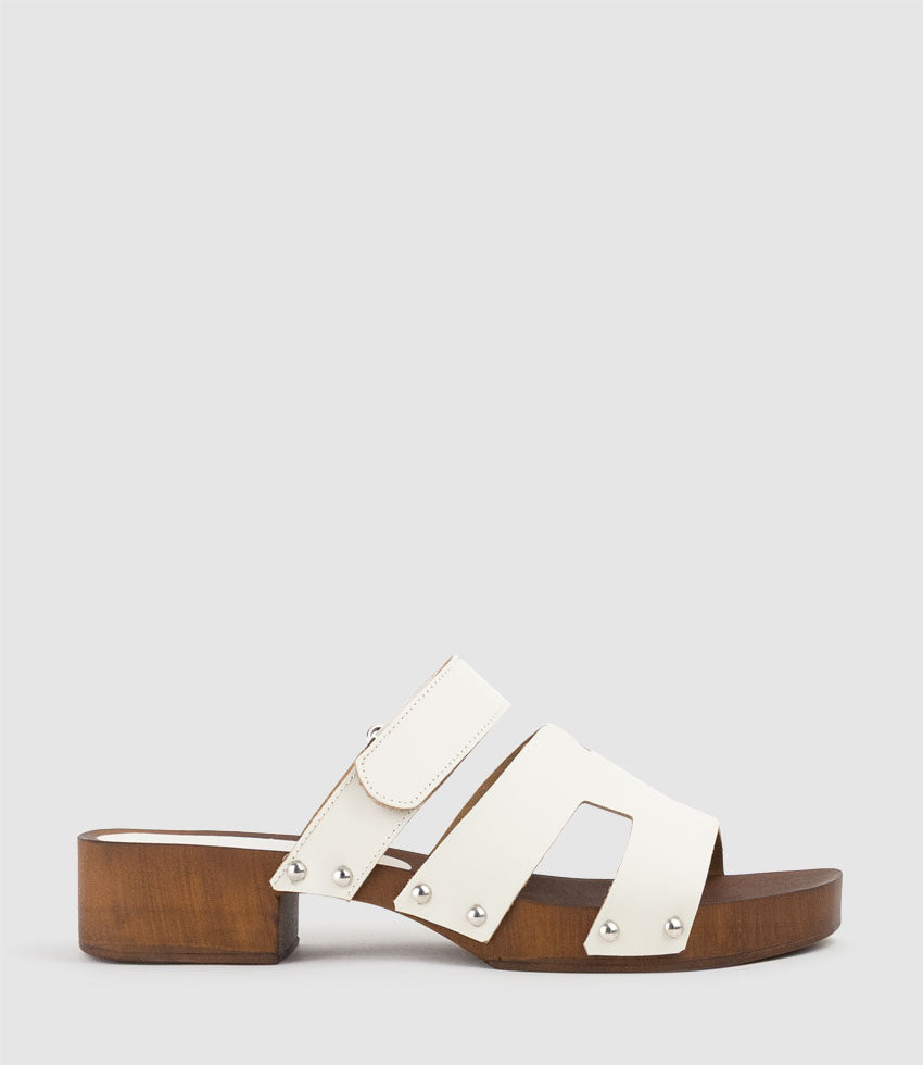 IRANA Clog Style Slide in White - Edward Meller
