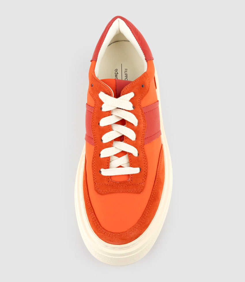 JASPER Retro Platform Sneaker in Orange Combo - Edward Meller