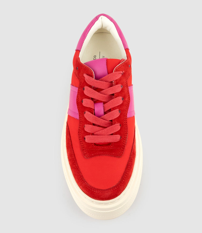 JASPER Retro Platform Sneaker in Red Combo - Edward Meller