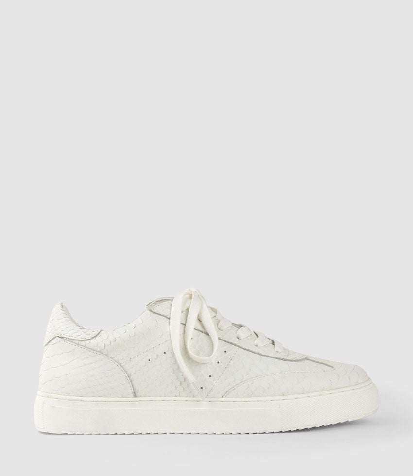 JONES Retro Sneaker in White Snake Print - Edward Meller