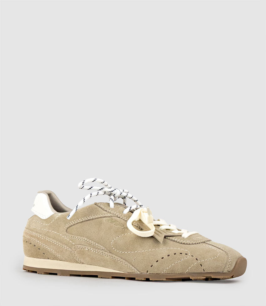 JUNO Star Charm Sneaker in Sand Suede