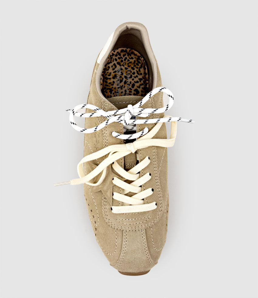 JUNO Star Charm Sneaker in Sand Suede