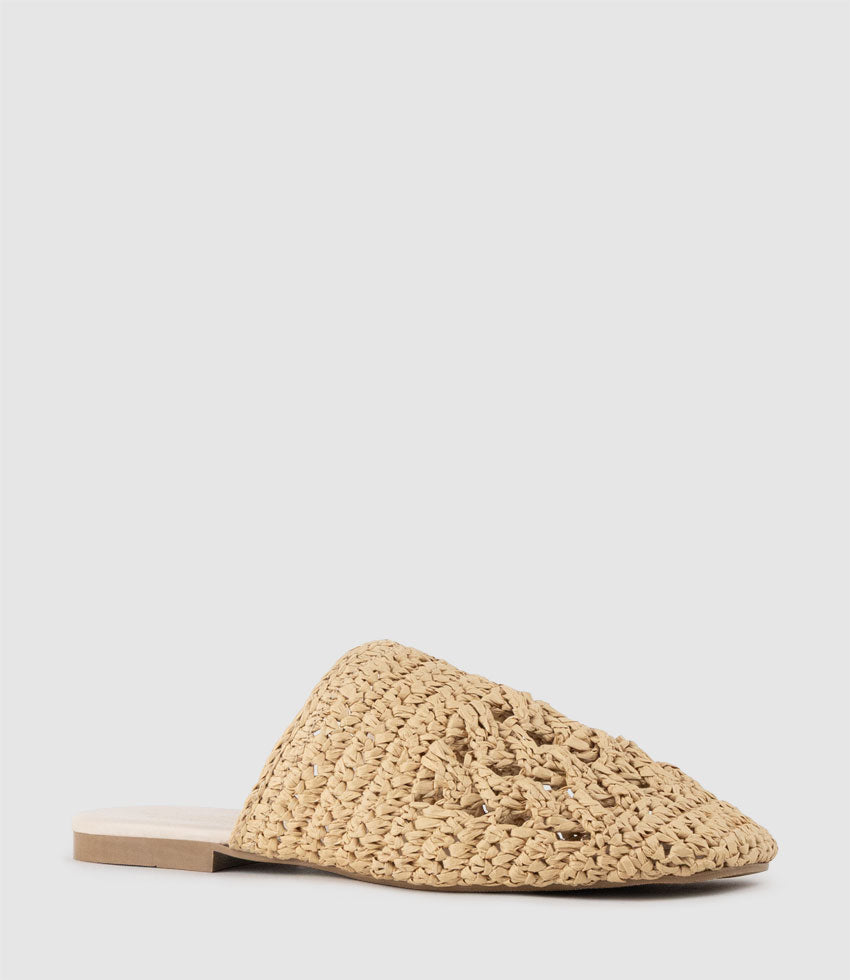 KAITLYN Raffia Closed Toe Slide in Beige
