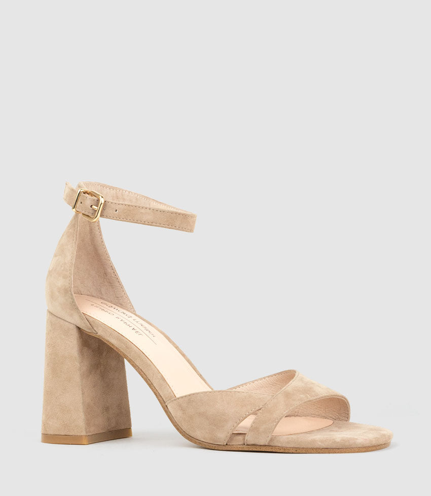 KASHI85 Asymmetrical Sandal in Nude Suede - Edward Meller