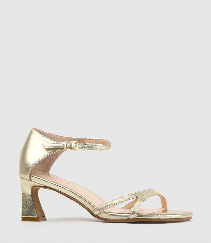 KATE60 Square Toe Sandal in Pale Gold - Edward Meller