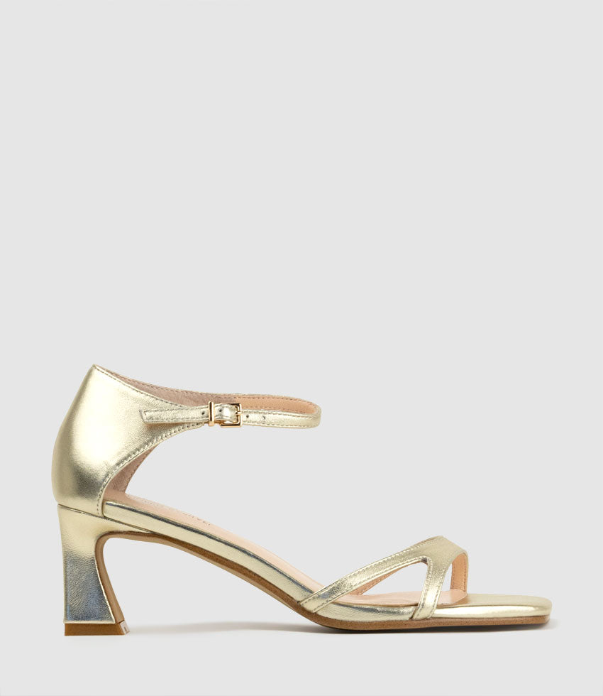 KATE60 Square Toe Sandal in Pale Gold - Edward Meller