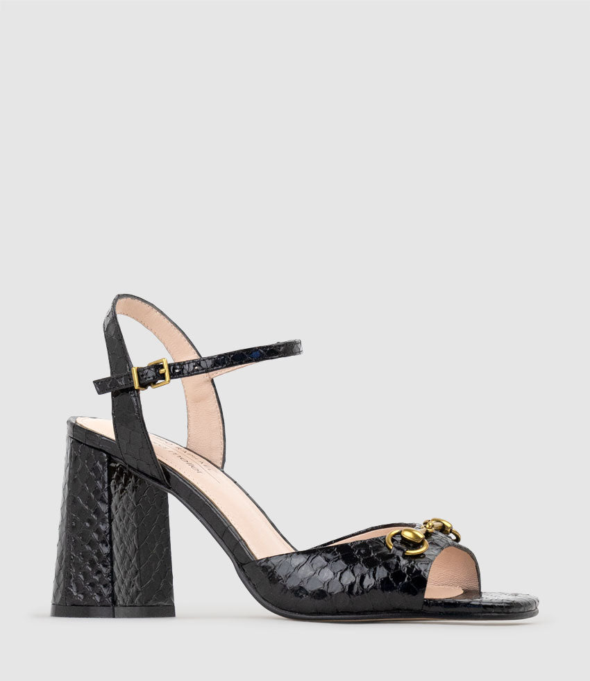 KATO85 Sandal with Horsebit in Black Snake