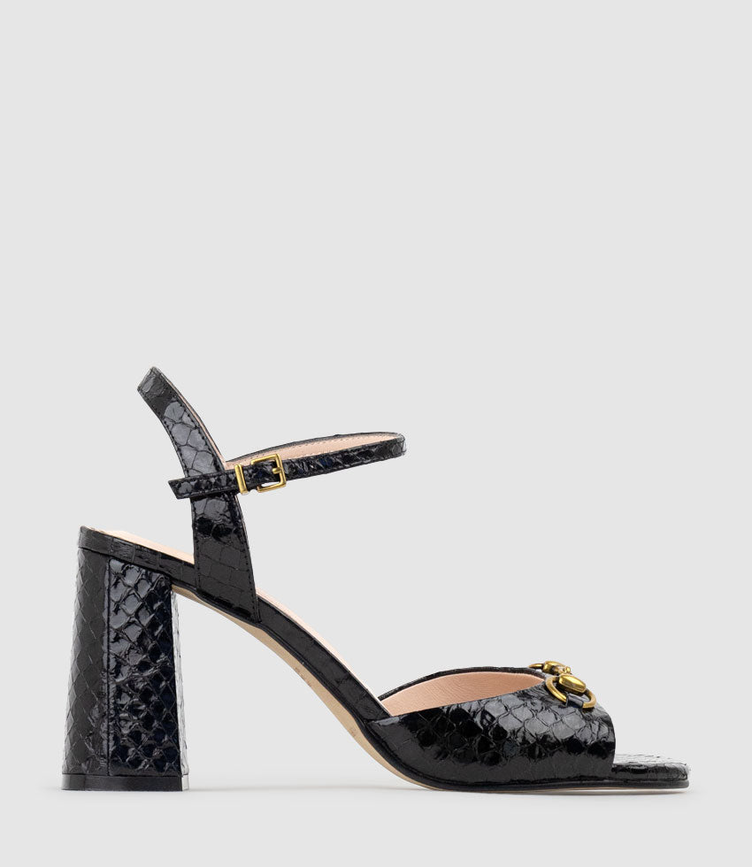 KATO85 Sandal with Horsebit in Black Snake