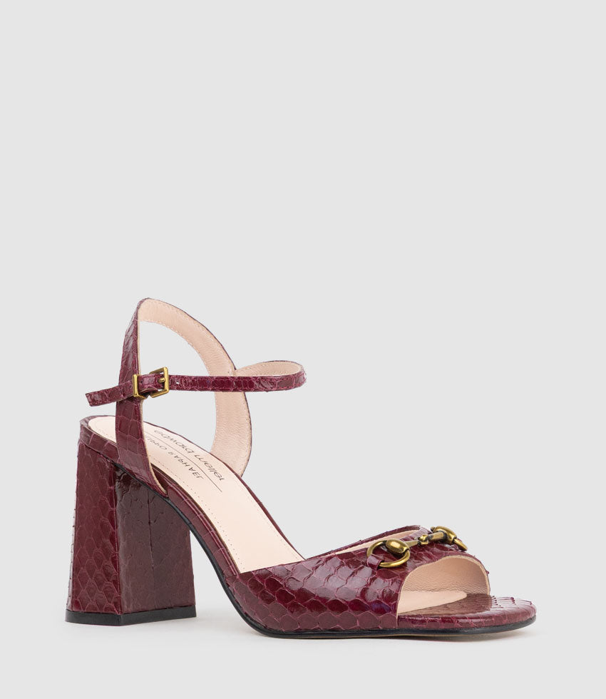KATO85 Sandal with Horsebit in Burgandy Snake - Edward Meller