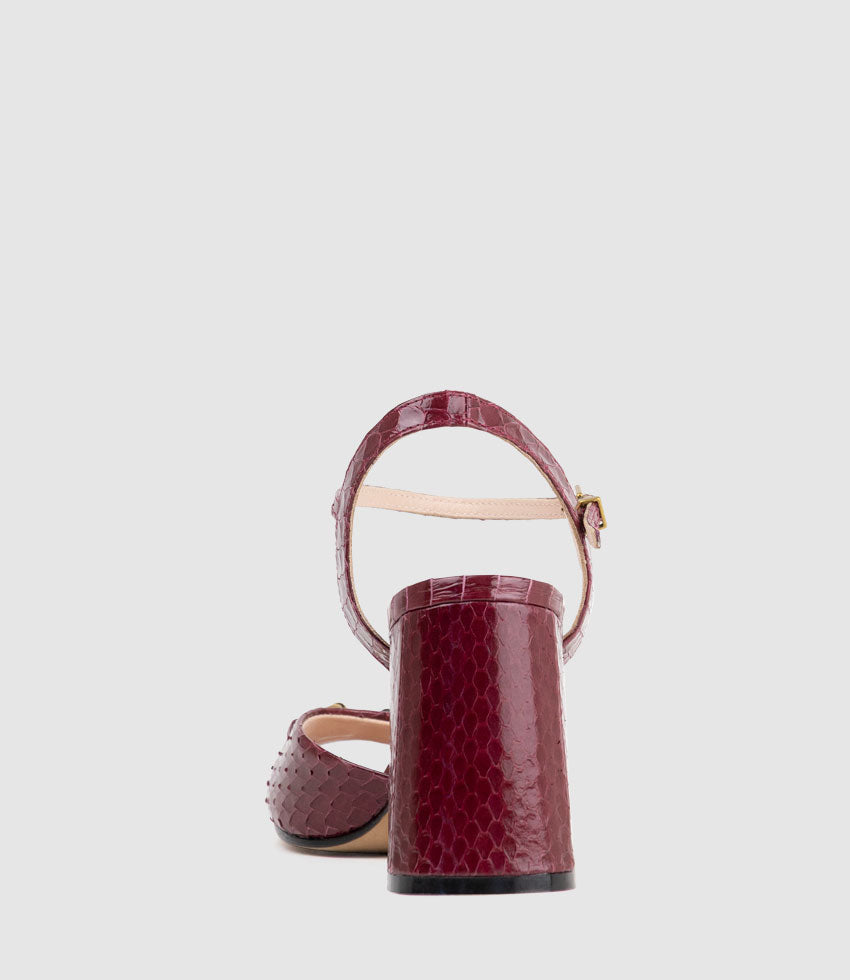 KATO85 Sandal with Horsebit in Burgandy Snake - Edward Meller