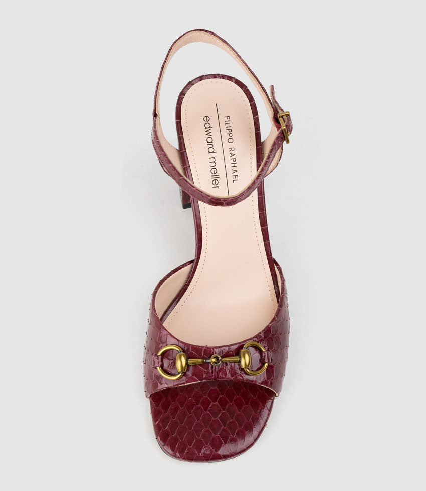 KATO85 Sandal with Horsebit in Burgandy Snake - Edward Meller
