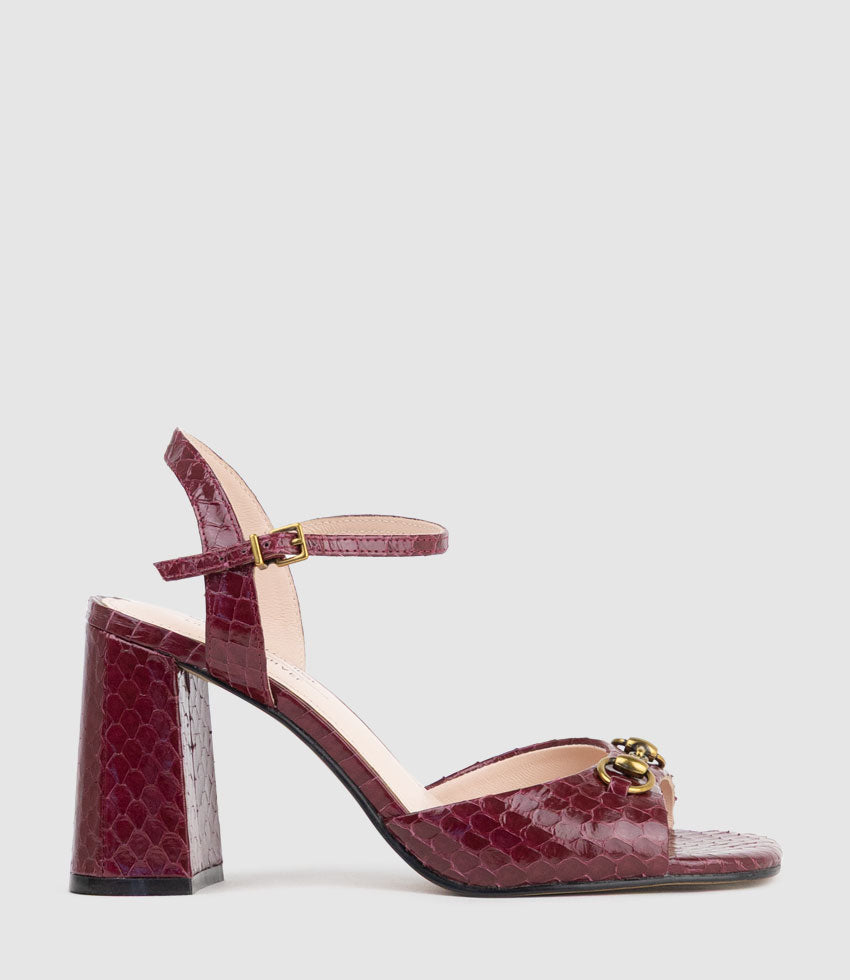 KATO85 Sandal with Horsebit in Burgandy Snake - Edward Meller