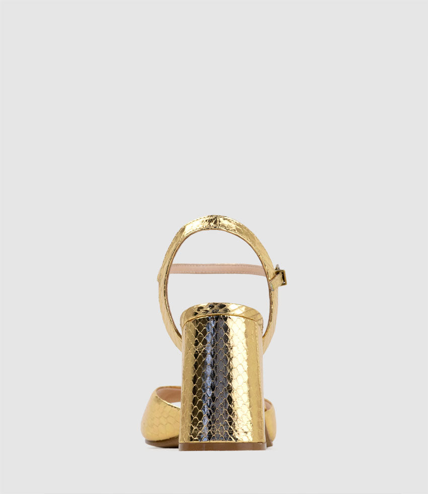 KATO85 Sandal with Horsebit in Gold Snake