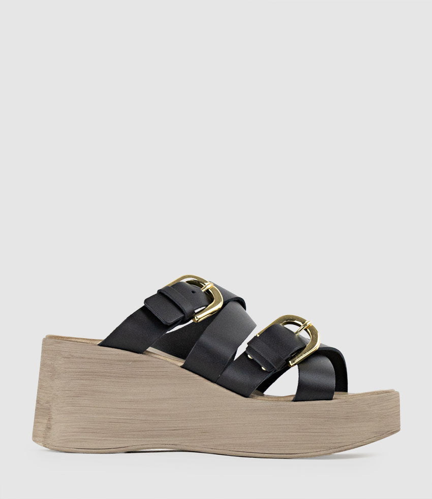 KENNEDY70 Slide on Wedge in Black - Edward Meller